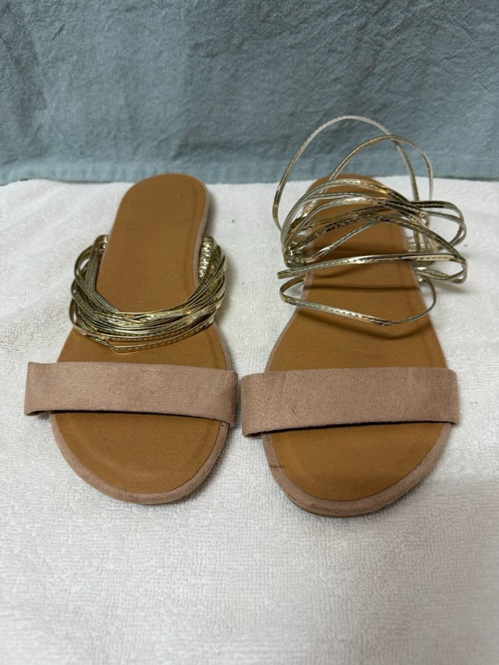 Faux Suede & Metallic Sandals